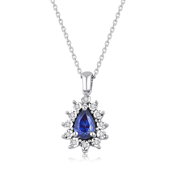 0.55 Karat Pırlanta Safir Kolye